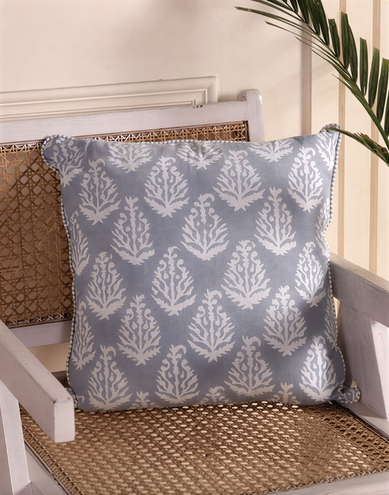 Bluebell Verandah Cushion Cover— Hawthorne Leaf