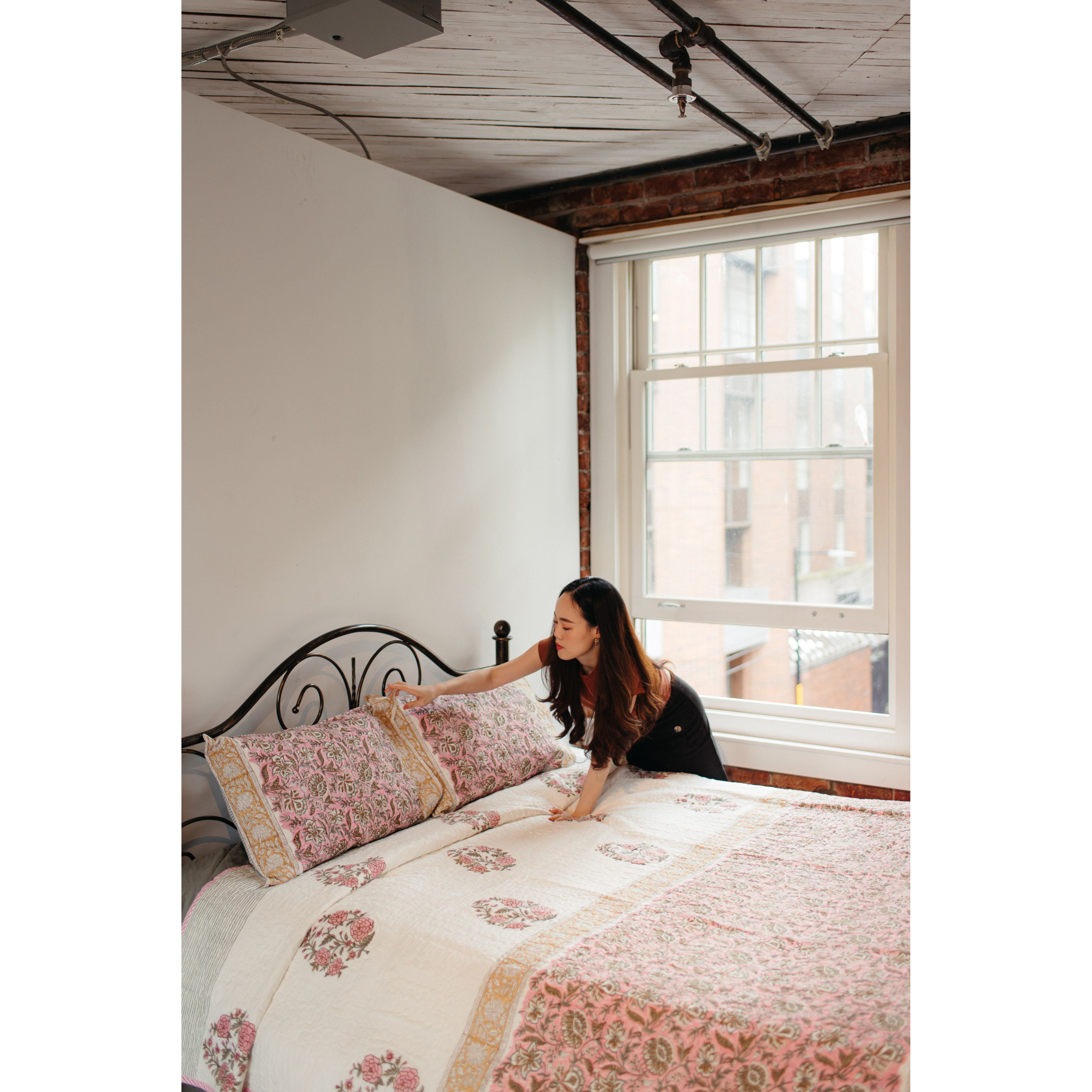 Handblock Printed Artisanal Razai and Pillowcase - 3 Piece Set